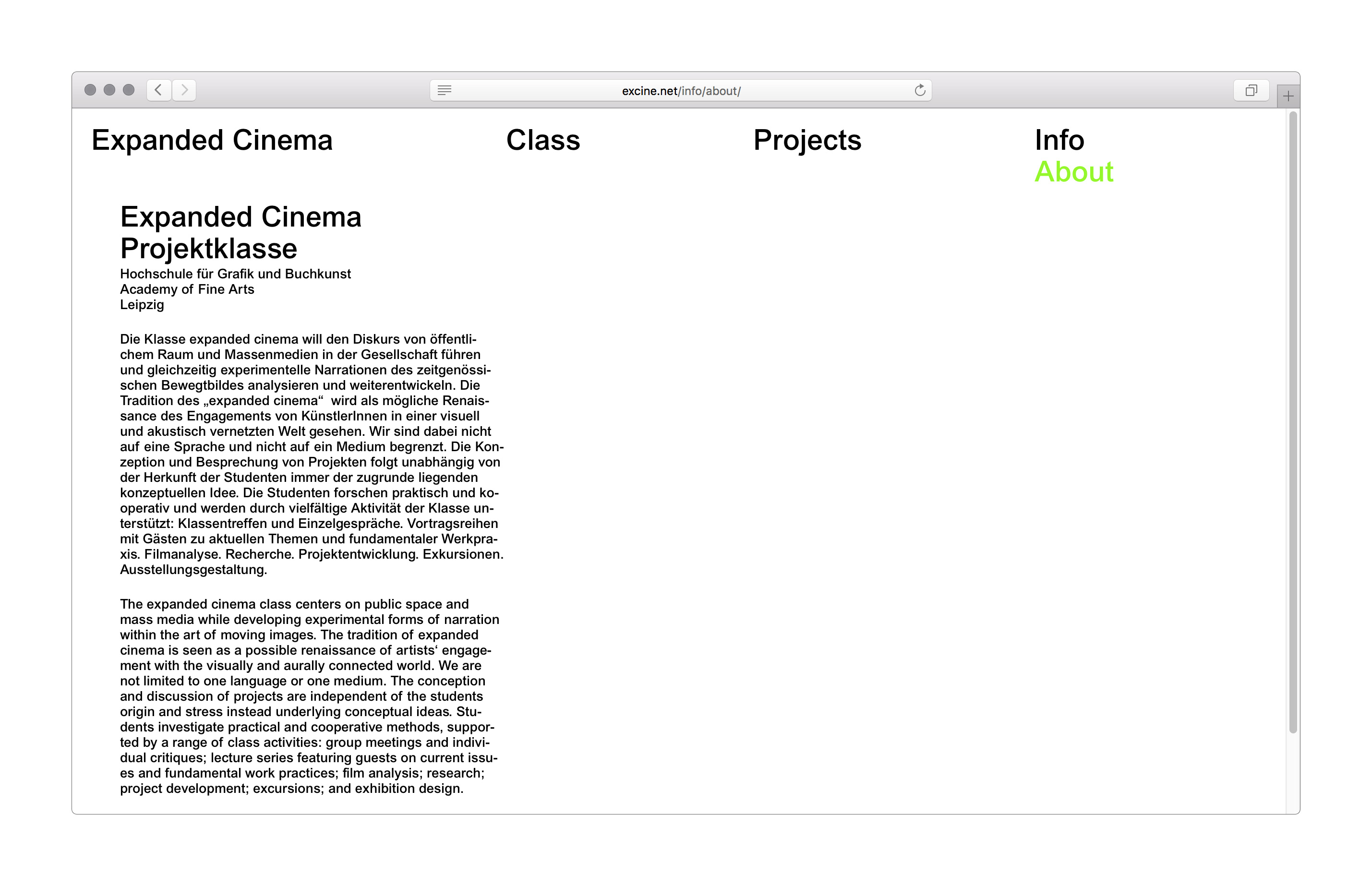 Expanded Cinema Class