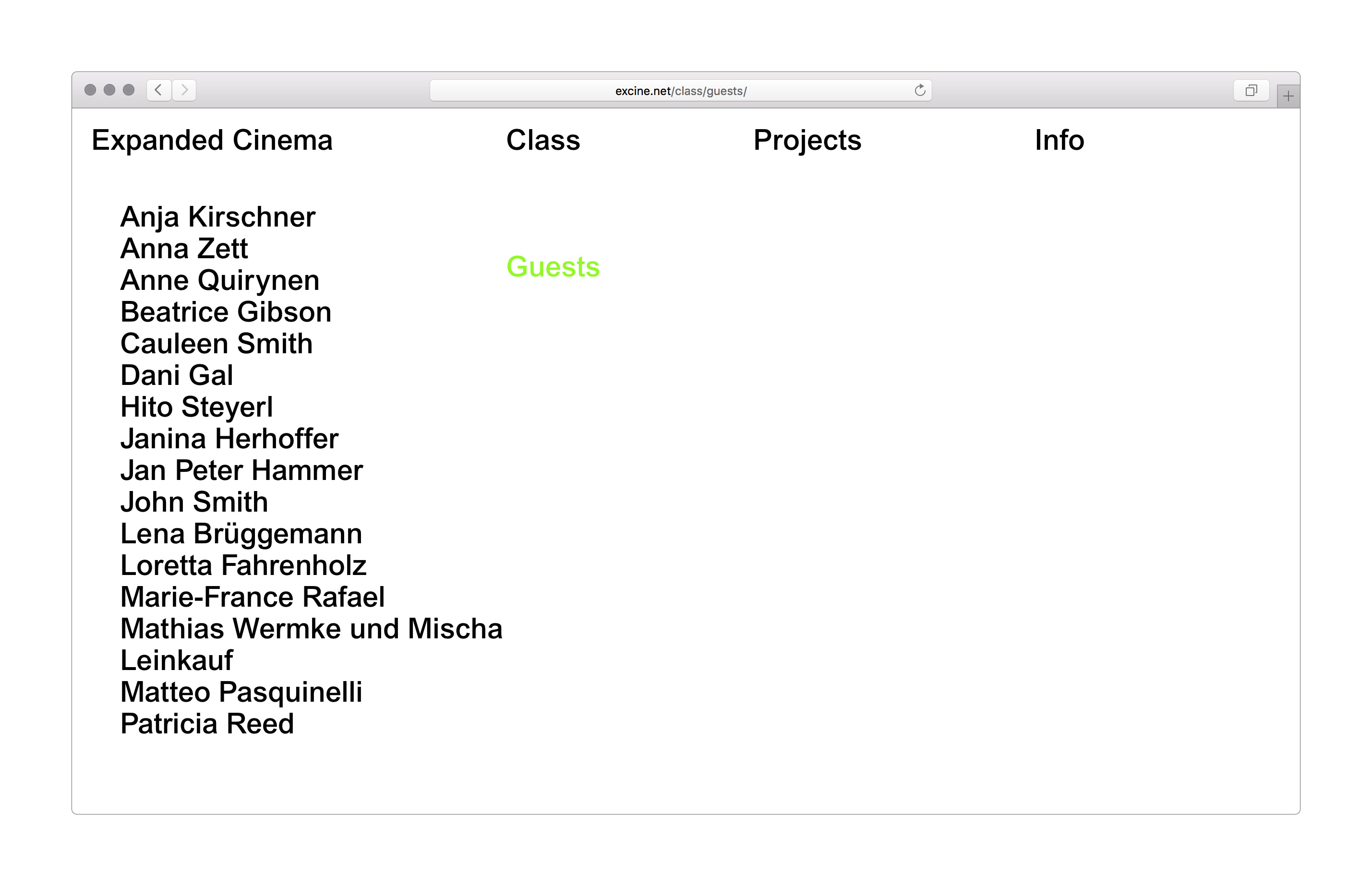 Expanded Cinema Class